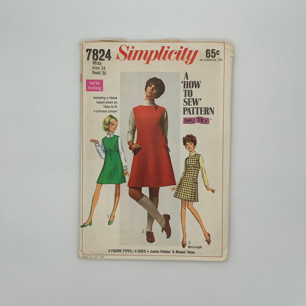 Simplicity 7824 (1968) Jumper with Style Variations - Vintage Uncut Sewing Pattern