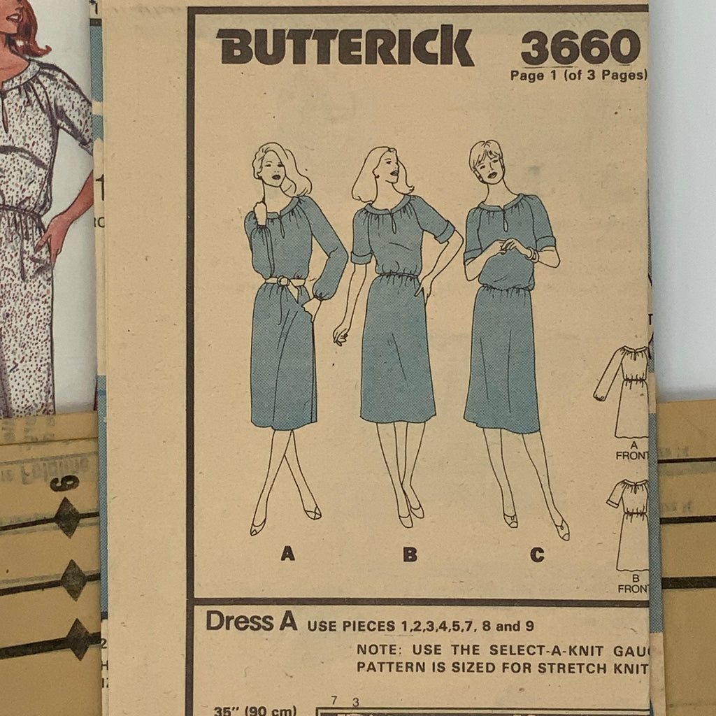 Butterick 3660 Top, Skirt, and Dress with Sleeve Variations - Vintage Uncut Sewing Pattern