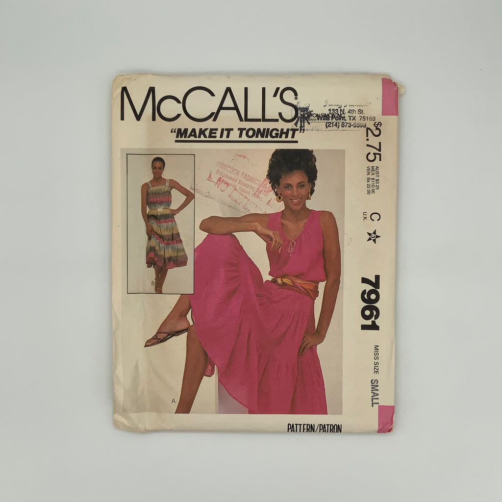 McCall's 7961 (1982) Dress with Style Variations - Vintage Uncut Sewing Pattern