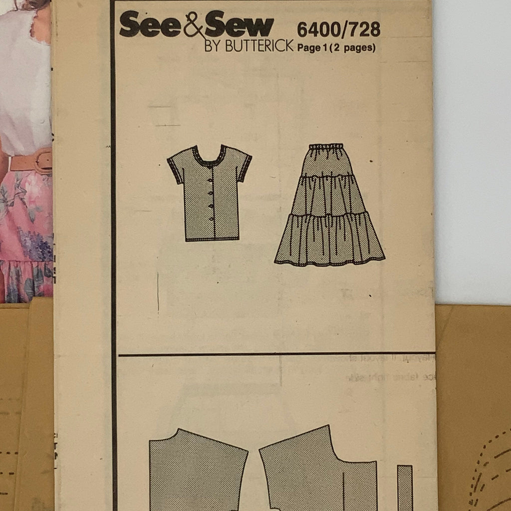 See & Sew 6400 (1988) Top and Skirt - Vintage Uncut Sewing Pattern