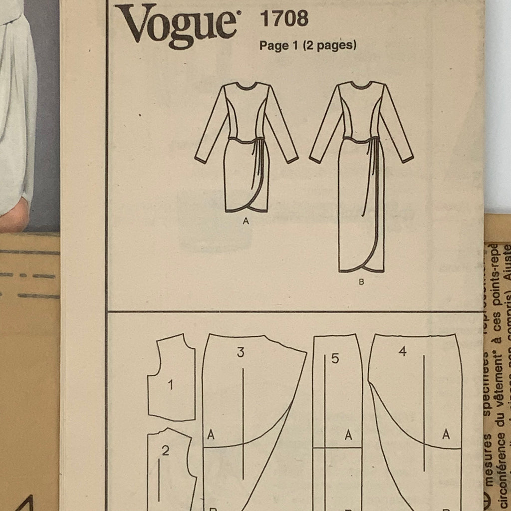 Vogue 1708 (1996) Dress with Length Variations - Vintage Uncut Sewing Pattern