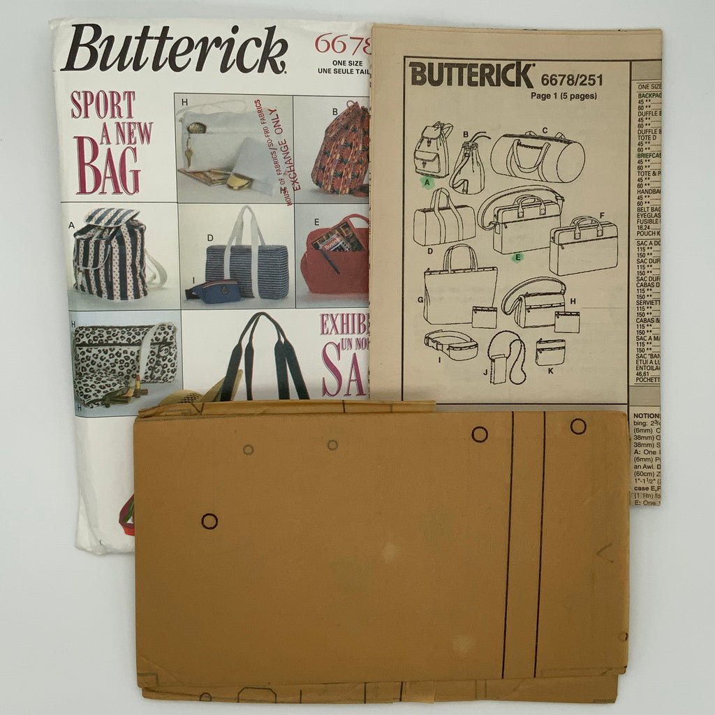 Butterick 6678 (1993) Bags and Backpacks - Vintage Uncut Sewing Pattern