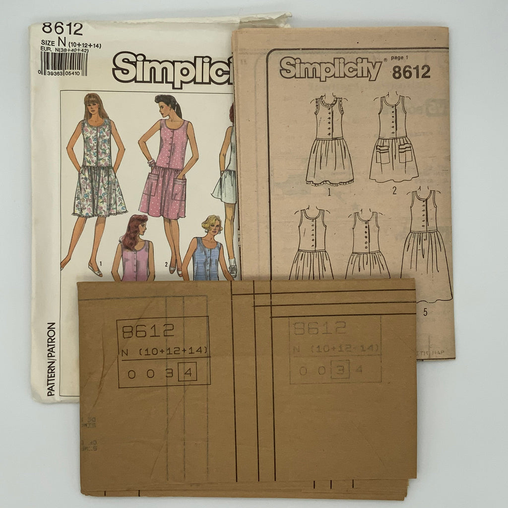 Simplicity 8612 (1988) Dress with Length Variations - Vintage Uncut Sewing Pattern