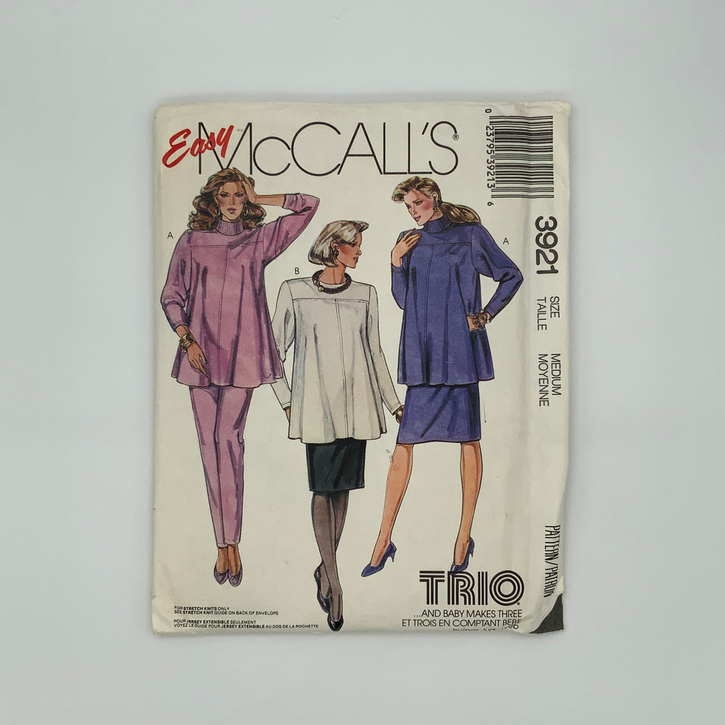 McCall's 3921 (1988) Maternity Top, Skirt, and Pants - Vintage Uncut Sewing Pattern