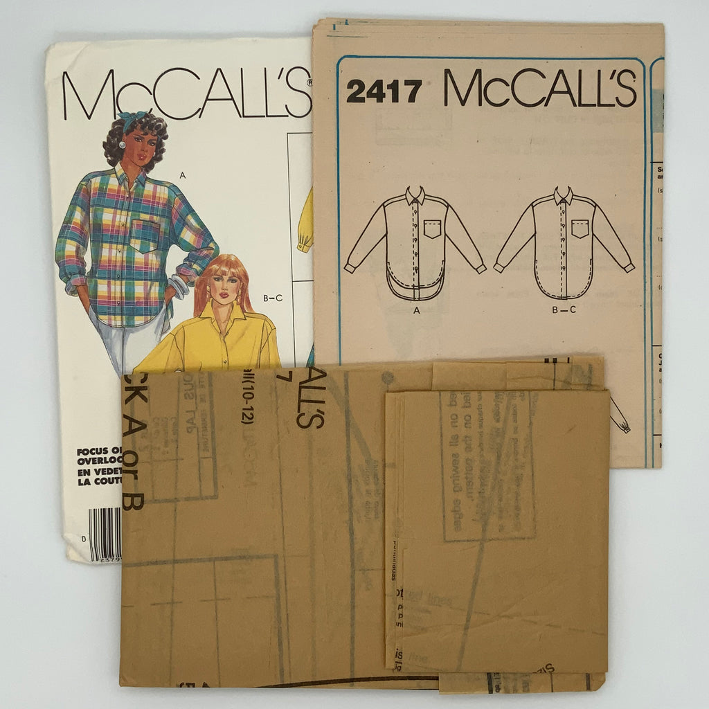 McCall's 2417 (1986) Shirt with Style Variations - Vintage Uncut Sewing Pattern