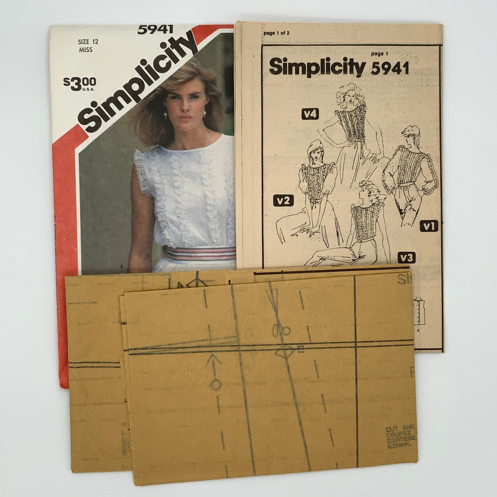 Simplicity 5941 (1983) Blouse with Sleeve Variations - Vintage Uncut Sewing Pattern