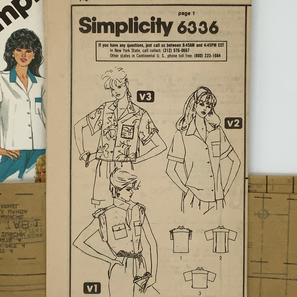Simplicity 6336 (1984) Shirts with Sleeve and Length Variations - Vintage Uncut Sewing Pattern
