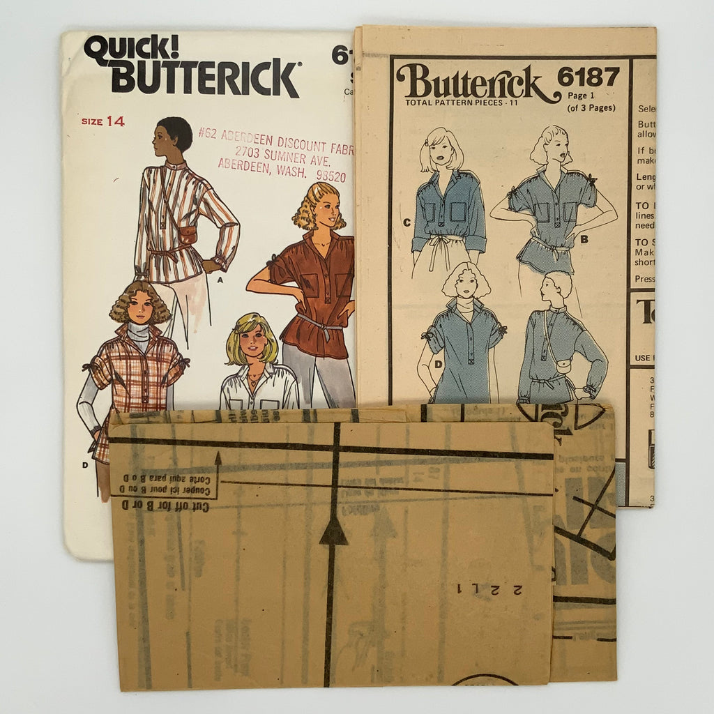 Butterick 6187 Shirt with Sleeve Variations - Vintage Uncut Sewing Pattern