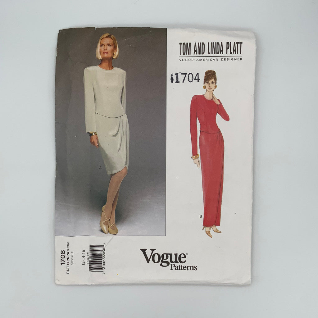 Vogue 1708 (1996) Dress with Length Variations - Vintage Uncut Sewing Pattern