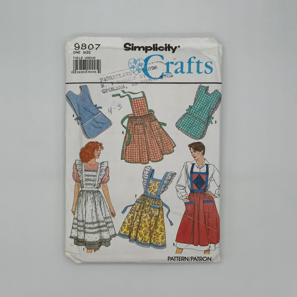 Simplicity 9807 (1990) Aprons with Style Variations - Vintage Uncut Sewing Pattern