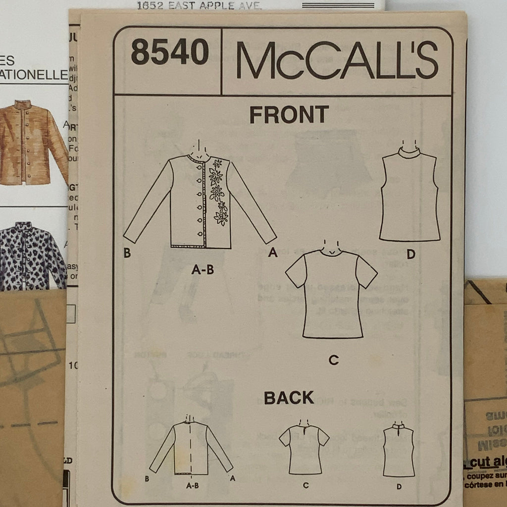 McCall's 8540 (1996) Jacket and Top - Vintage Uncut Sewing Pattern
