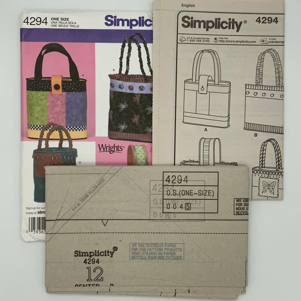 Simplicity 4294 (2006) Handbags with Style Variations  - Uncut Sewing Pattern