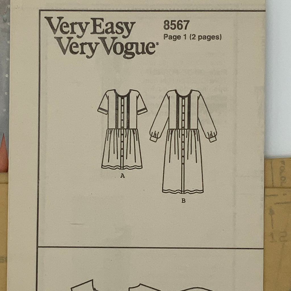 Vogue 8567 (1993) Dress with Sleeve and Length Variations - Vintage Uncut Sewing Pattern