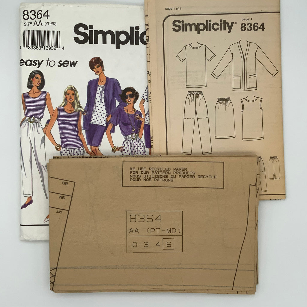 Simplicity 8364 (1993) Pants, Shorts, skirt, Top, and Jacket - Vintage Uncut Sewing Pattern