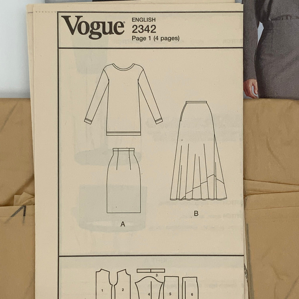 Vogue 2342 (1999) Top and Skirt with Style and Length Variations - Vintage Uncut Sewing Pattern