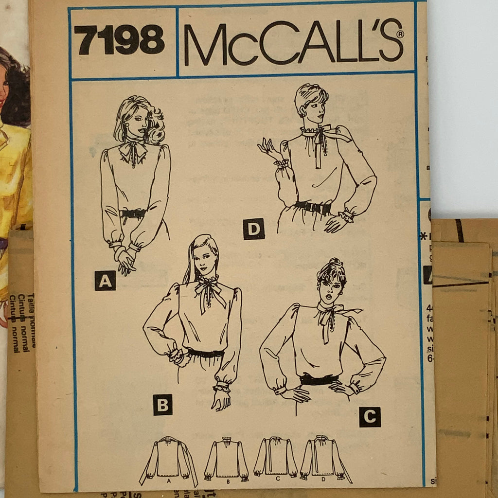 McCall's 7198 (1980) Blouse with Neckline Variations - Vintage Uncut Sewing Pattern